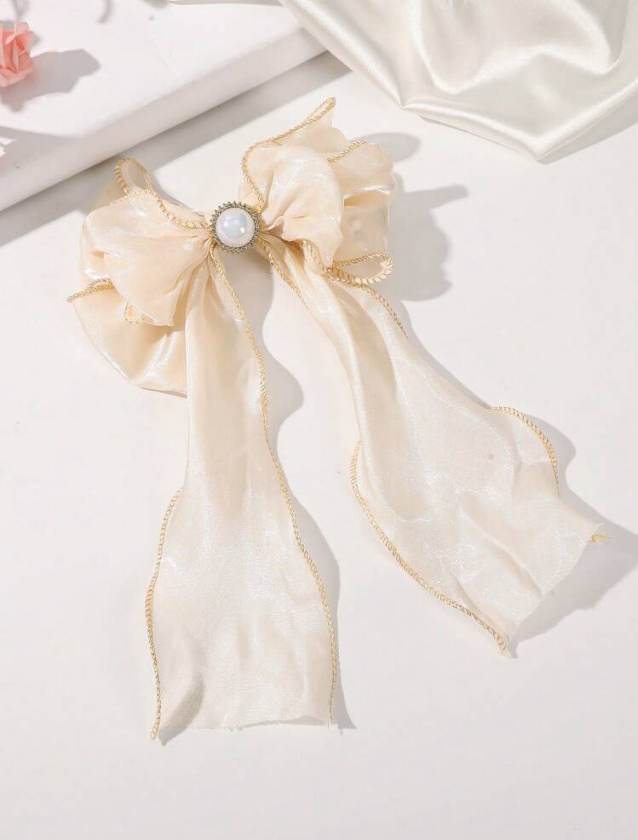Beige Pearl Bow