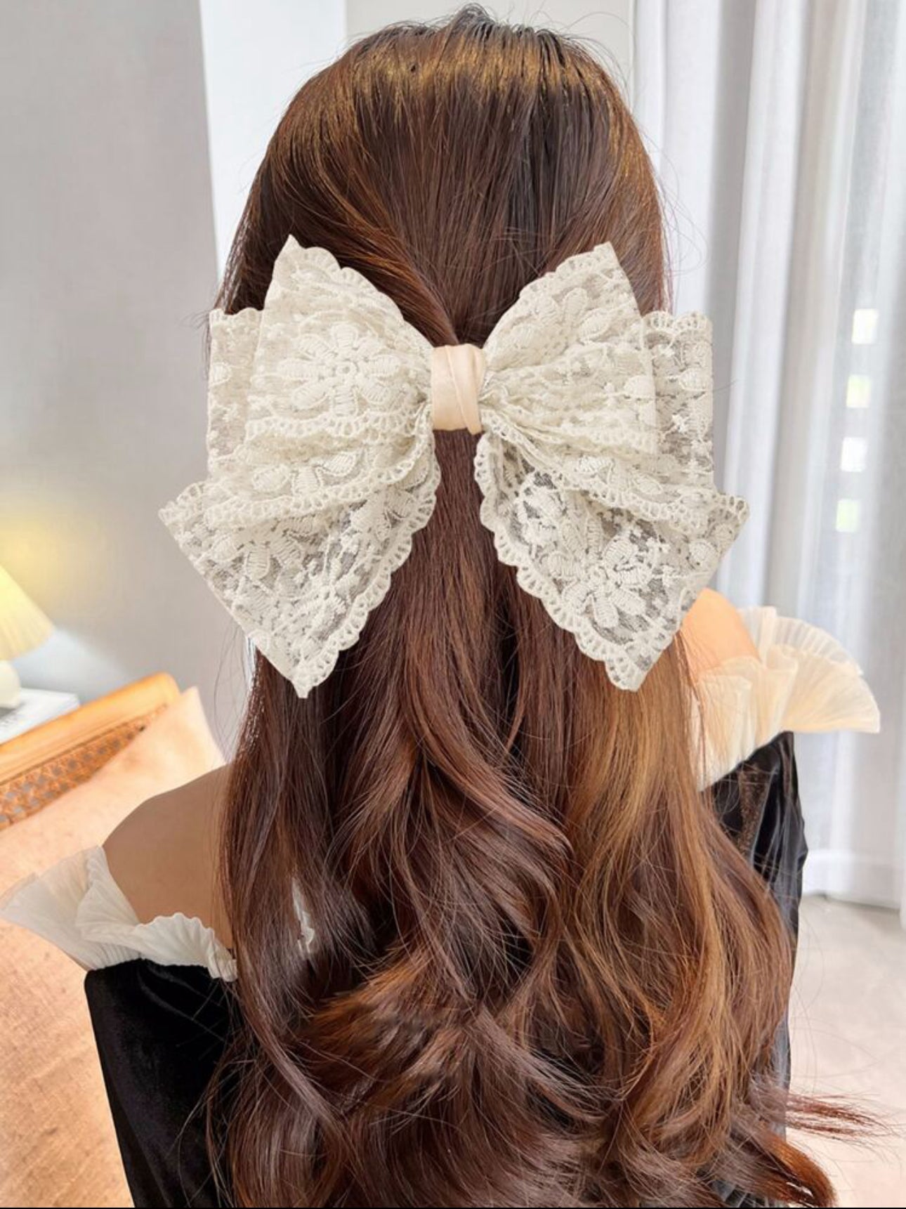 Cream Lace Bow